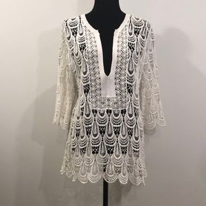 NWOT White lace beach coverup